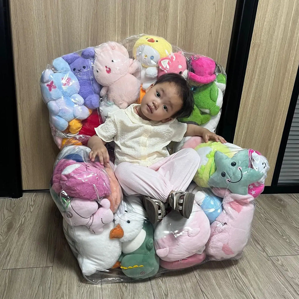 Stuffed Animal Bean Bag Storage Clear Waterproof Toy Organizer Bags with Zipper Sack for Corner Sofa Adults Dorm Bed Floor Room Oasis Select