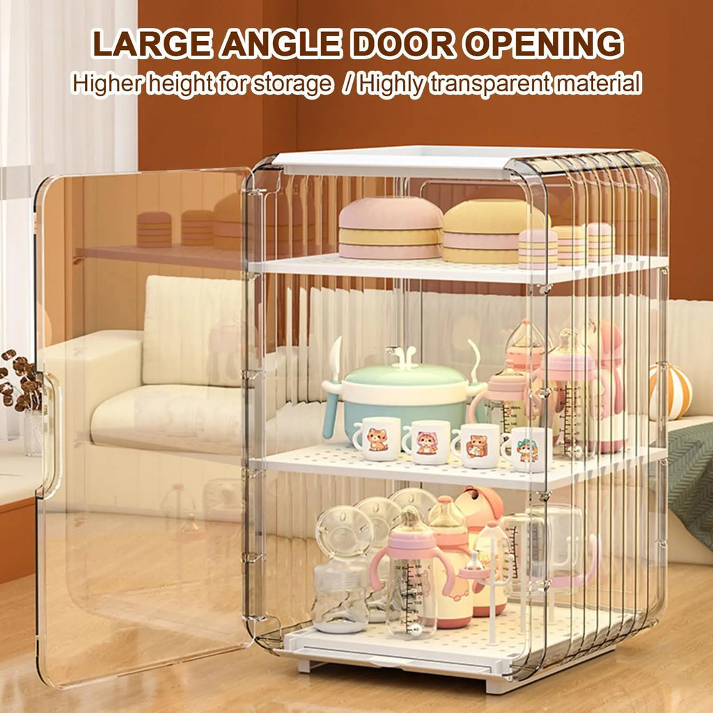 Baby Bottle Storage Organizer Toddler Cutlery Organizer Clear Dustproof Bottle Holder for Kitchen Bathroom Table Bedroom Fridge Oasis Select