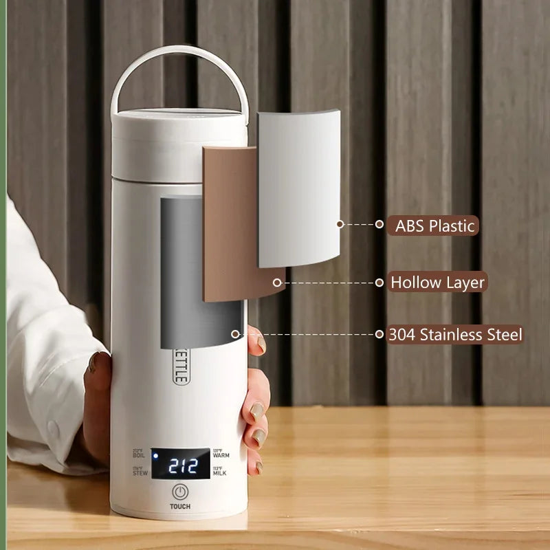 4 Temperature Electric Heating Kettle Leakproof Portable Fast Water Boiling Thermos Bottle Portable 220V 110V Hot Water Cup Oasis Select