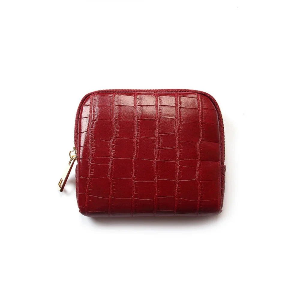 Travel Jewelry Organizer Crocodile-Pattern Jewelry Storage Bag Crocodile Pattern Bag Multi-Compartment Portable Jewelry Case Oasis Select Winered