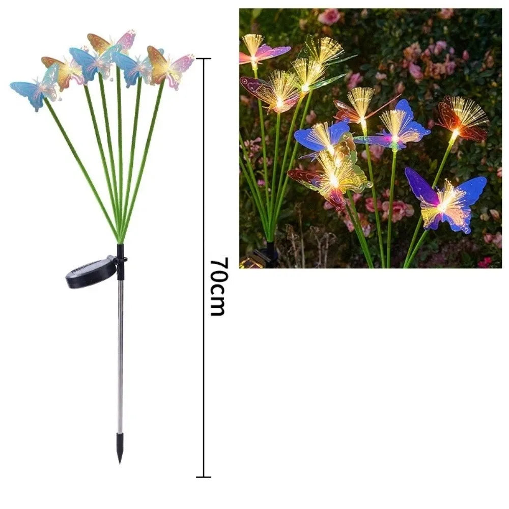 Solar Fiber Optic Flower Garden Stake Light | Waterproof 6/8 Head