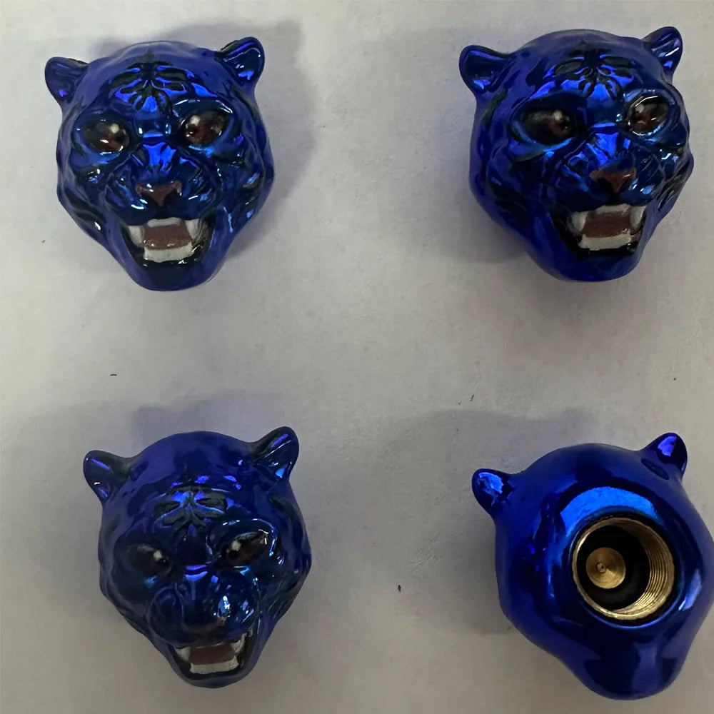 4Pcs Tiger Style Tire Valve Stem Caps 3D Animal Car Accessories Decor Tire Air Caps for Car,SUV,Bike,Motorcycle,Bicycle Oasis Select Blue