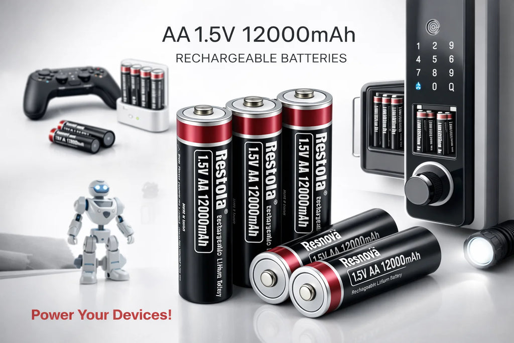 1.5V AA Rechargeable Lithium Battery 12000mAh with Type-C Cable, Stable Output for Camera, Mouse, Toys, Flashlight Oasis Select