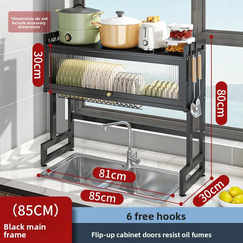 Kitchen Dust Sink Shelf Countertop Dish Shelf Dish Shelf Sink Dish Rack Drain Rack Oasis Select Black 85cm