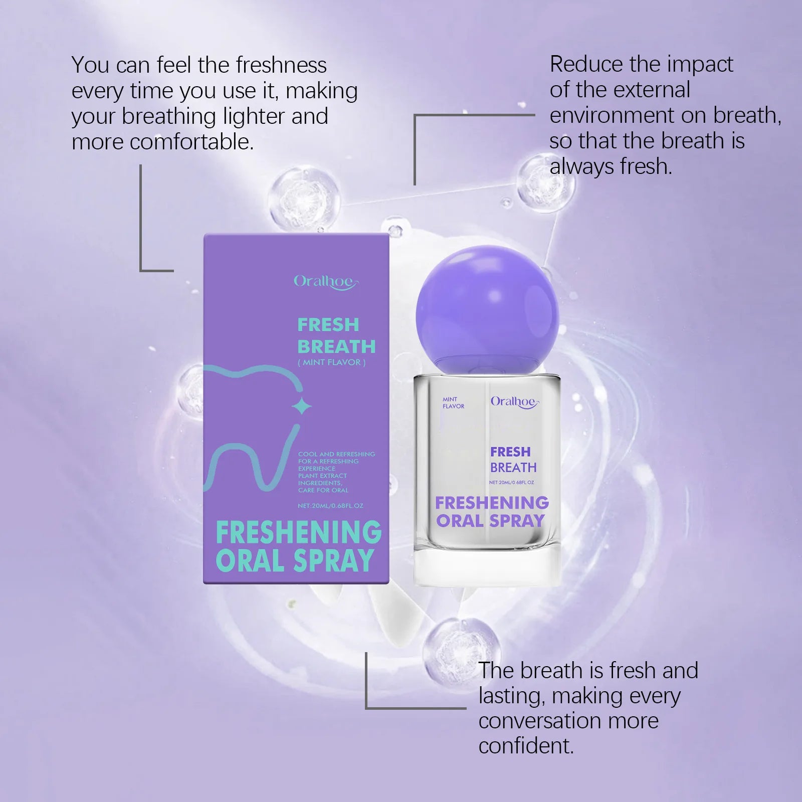 Oralhoe Mint Oral Fresh Spray Eliminate Odors Lasting Fragrance Remove Bad Breath Portable Relieve Dry Mouth Mint Soothing Spray Oasis Select
