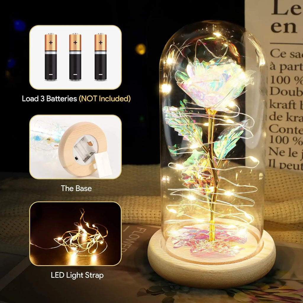 Eternal Flower Glass Cover Small Night Light Rose with Light Valentine's Day 38 Mother's Day Creative Gift Small Gift Oasis Select