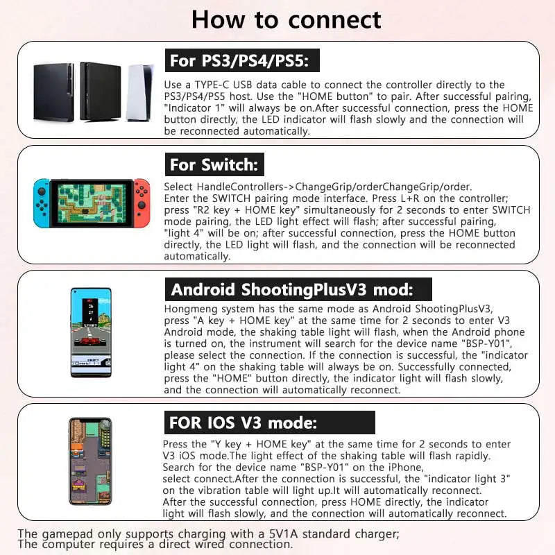 AyeBeau Arcade Bluetooth Gamepad – Switch PS4 PS3 PC iOS Android
