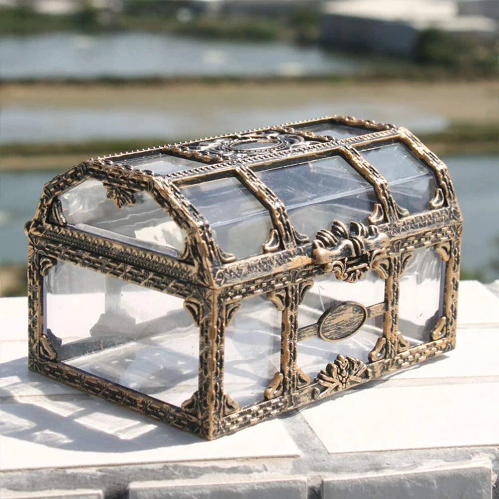 Retro Treasure Chest Mini Storage Box, Transparent Pirate Candy Jewelry Display Box, Suitable For Weddings, Parties, Birthday Oasis Select