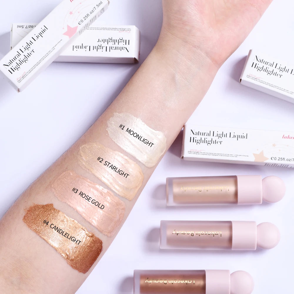 4 Colors Liquid Highlighter Brighten Skin Tone Highlighter Lightweight High Glossy Finish Natural Glow Liquid Luminizer Makeup Oasis Select