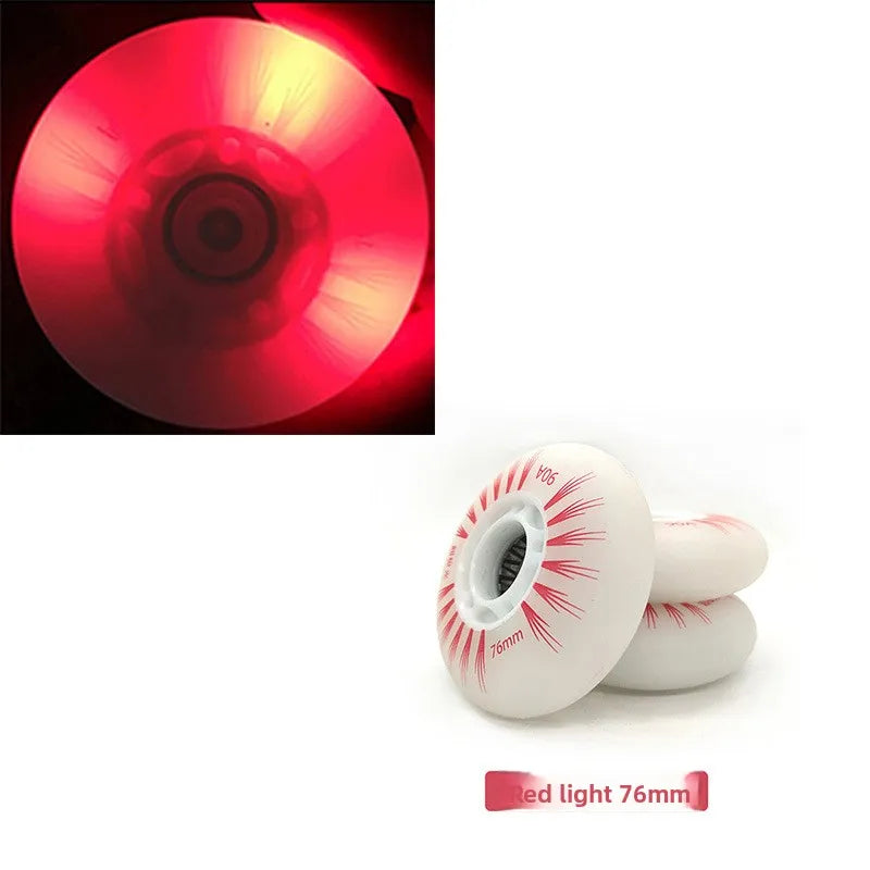 4PCS Luminescent Wheels Flash Inline Skate 90A LED Wheels Flash Roller Skates 68mm 72mm 76mm 80mmMulti-Specification Multi-Color Oasis Select 4pcs red 70MM