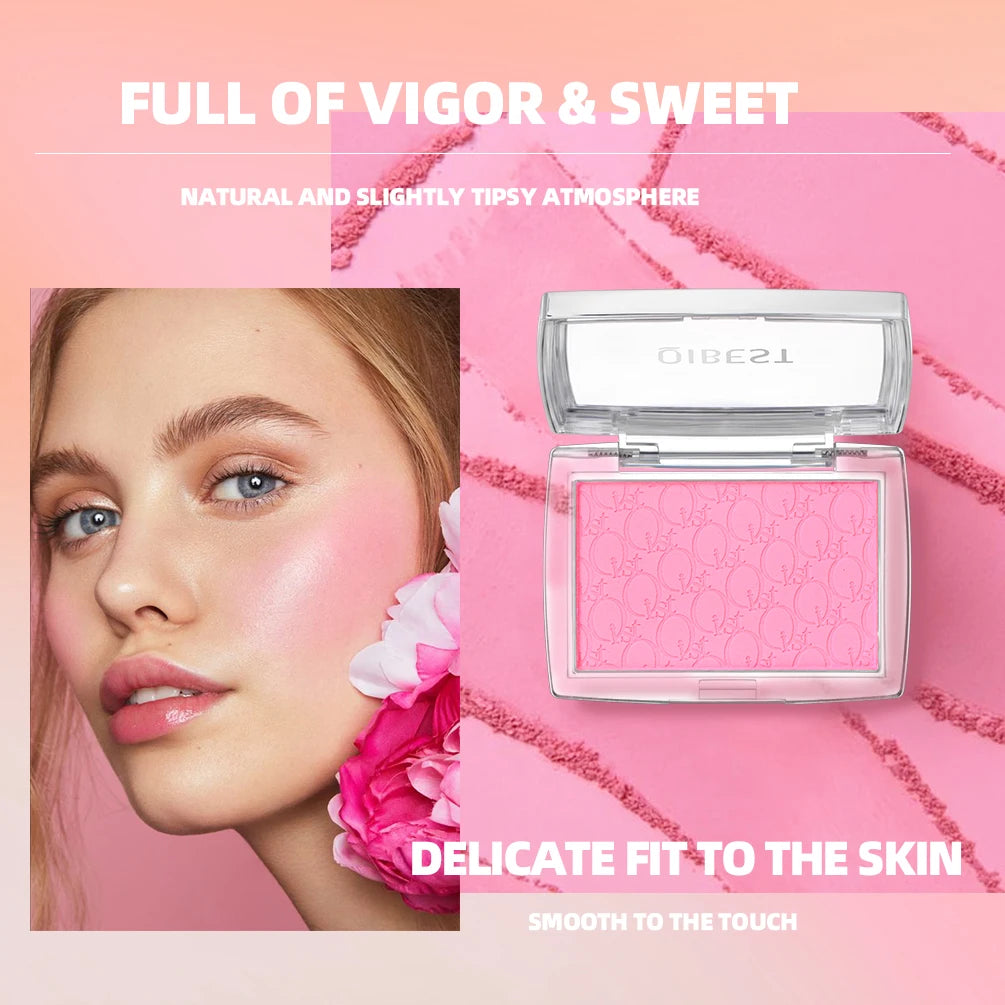 QiBest 3D Embossed Blush Palette – Peach, Pink & Coral Shades
