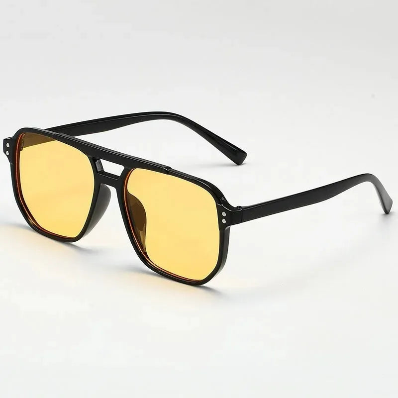 Vintage Men Women Big Sunglasses Men Square Shades Unisex Sun Glasses Black Lense Male Female Sunglasses UV400 Glasses Oasis Select YELLOW