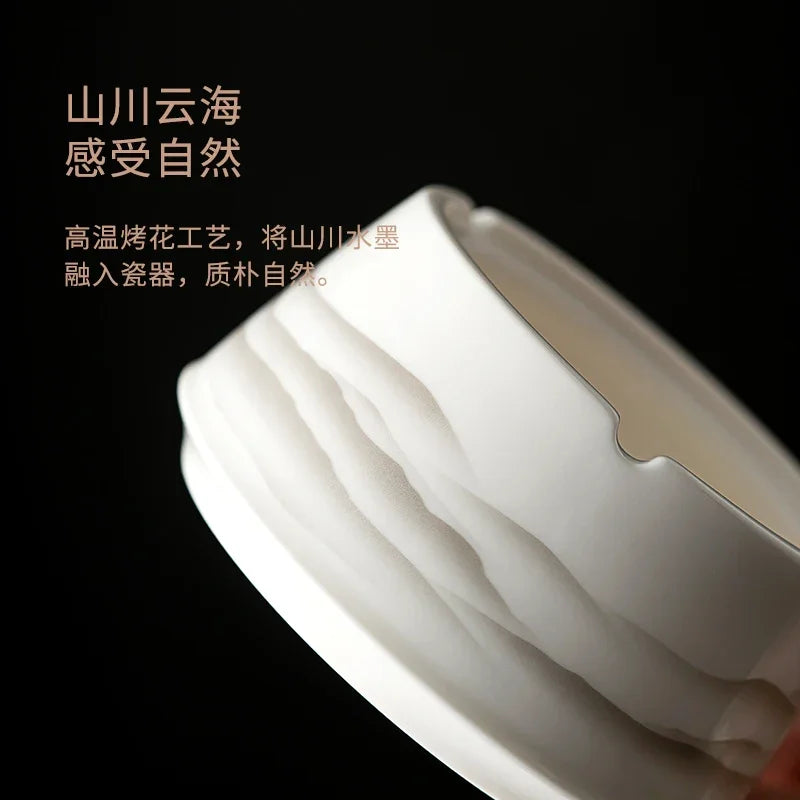 Sheep Fat Jade Ashtray Simple Article with Cover Fly Ash White Porcelain Ashtray Decoration for Household Living Room Ashtray Oasis Select
