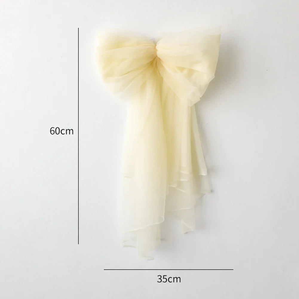 Christmas Tree Top Decoration 60cm Bowknot Style Made from Mesh Yarn for Seasonal Holiday Use on Trees Garlands and Wreaths Oasis Select Beige China Mainland