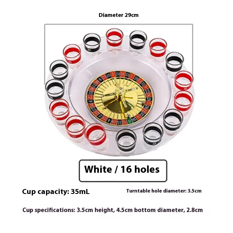 16 Glasses Transparent Glass Wine Cup Game Bar Drinking Game Whiskey Cocktail Bar Party Game Push Turntable Drinking Accessories Oasis Select Lucency