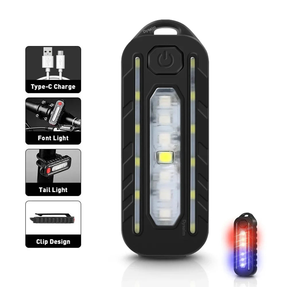 USB Rechargeable LED Flashlight Keychain Work Light with Shoulder Clip Police Warning Flashing Light Outdoor Lamp Oasis Select W676