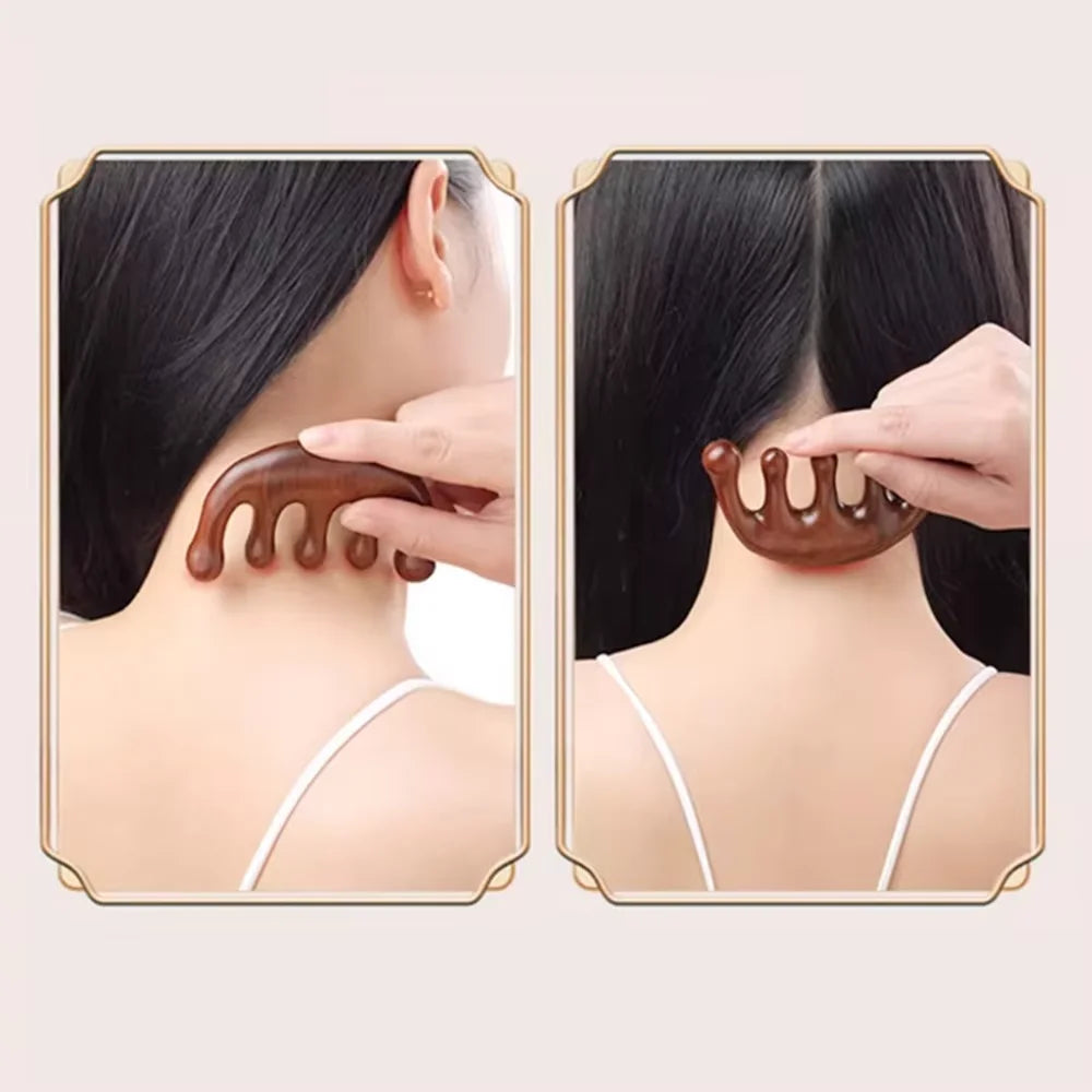 Sandalwood 5-Tooth Scalp Massage Comb – Head & Body Set Scalp Massage Comb Oasis Select