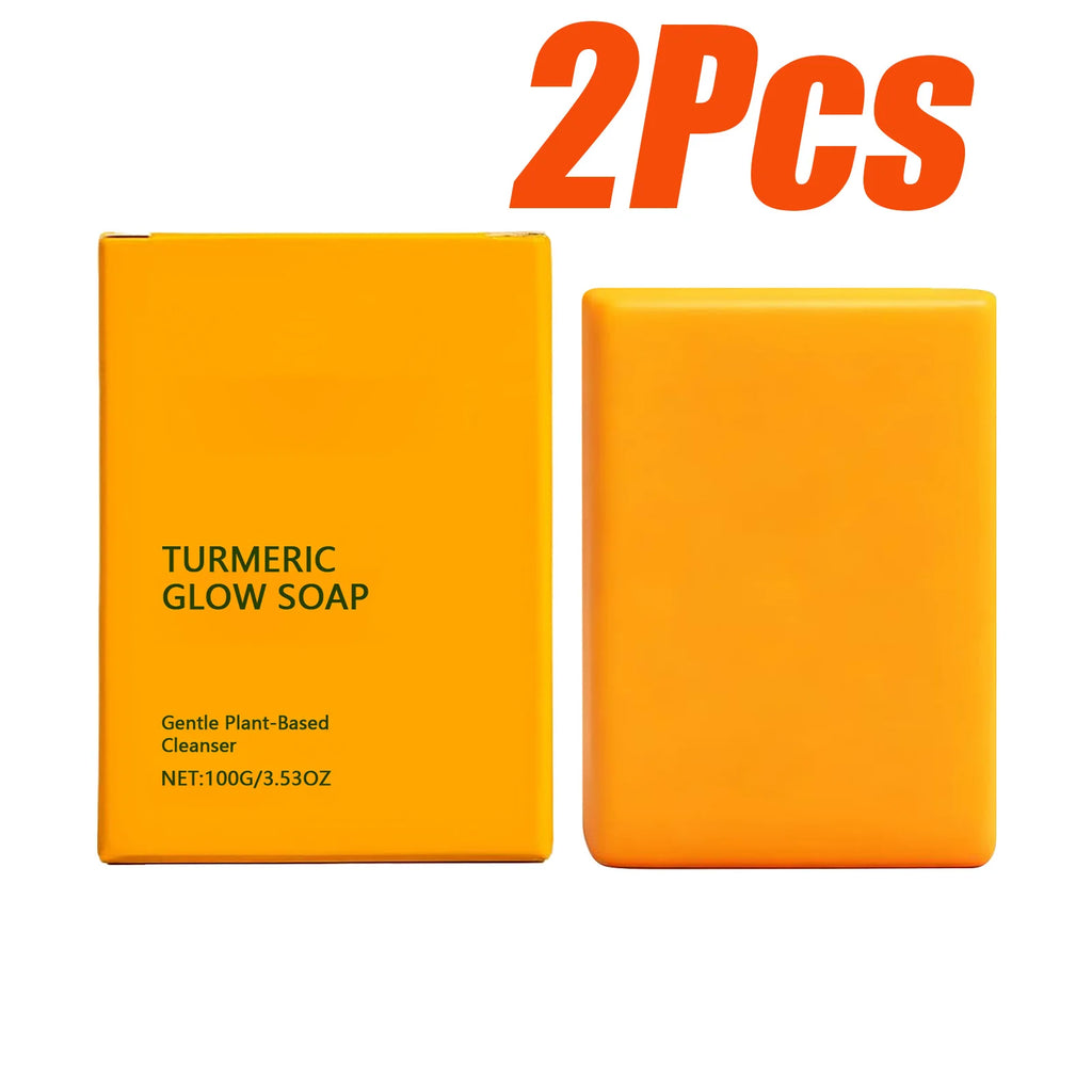 Turmeric Glow Soap Dark Spot Acne Removal Brightening Face Body Soap Even Skin Tone Moisturizing Deep Cleansing Nourishing Bar Oasis Select 2 x 100g Boxed