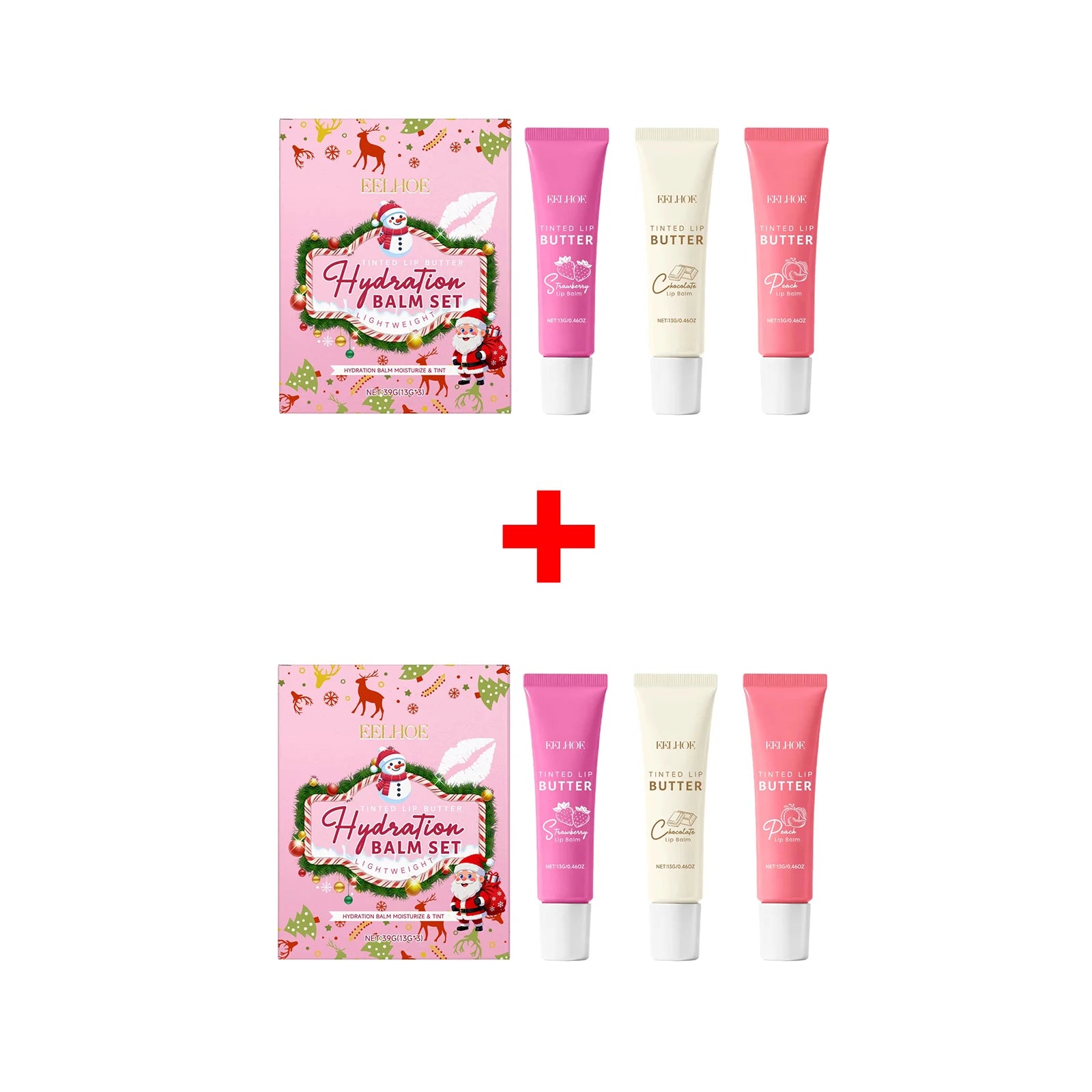 EELHOE Christmas Tinted Lip Balm Set – Moisturize & Exfoliate Tinted Lip Balm Set Oasis Select 2pcs