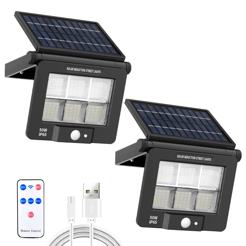 LED Solar Motion Sensor Wall Light 1/2 PCS Outdoor Solar Powered Lights For Yard Garden Fence Garage Waterproof Street Lamp Oasis Select 50W 2PCS