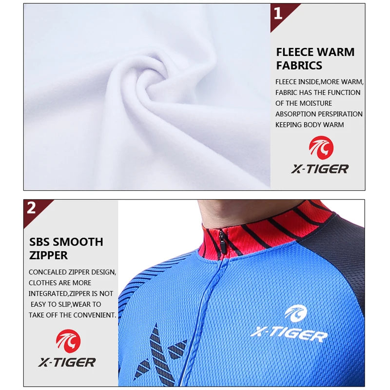 X-Tiger Warm Pro Winter Thermal Fleece Cycling Jersey Uniform Ropa Ciclismo Mtb Long Sleeve Men Bike Wear Clothing Maillot Oasis Select