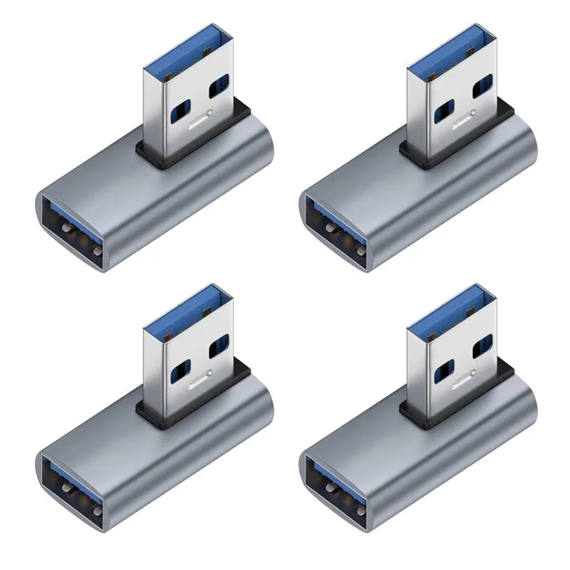 1-5pcs 90 Degree USB to USB Adapter Right Angle USB 3.0 Male to USB Female for Laptop Oasis Select Blue 4Pcs