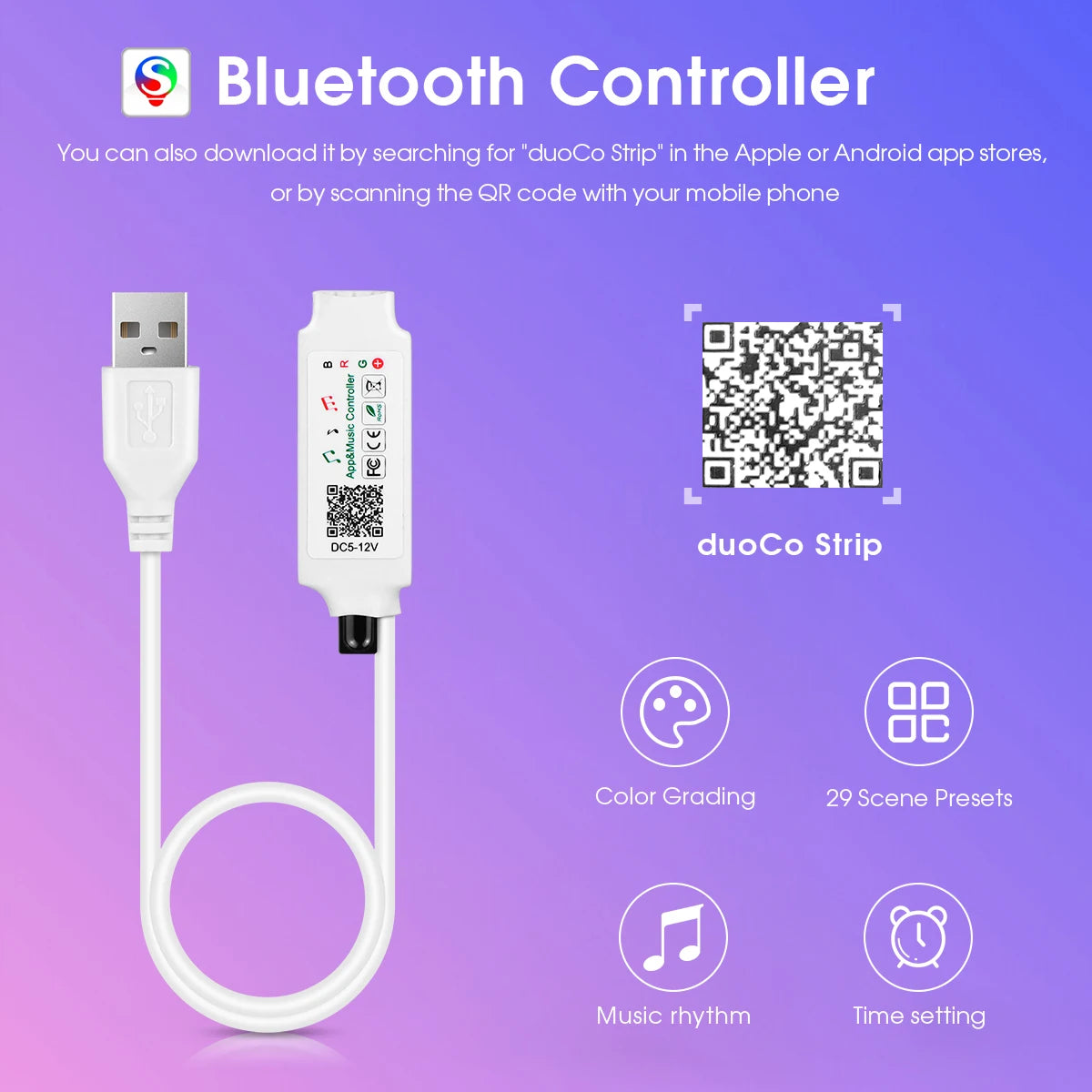 USB 1-5m LED Light Strip RGB Bluetooth 24keys Remote Control Sync with Music COB Linear Dimmable Tape Room TV Blacklight Decor Oasis Select