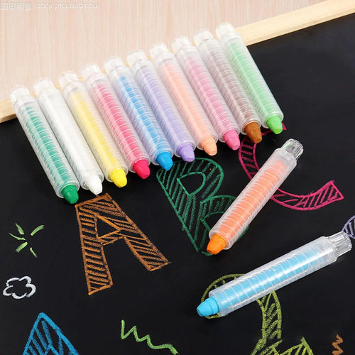 Dustless Chalk 12 Colored Water-soluble Chalk Erasable Non Dirty Hands Dust Free Chalk Blackboard Graffiti Painting Solid Chalk Oasis Select
