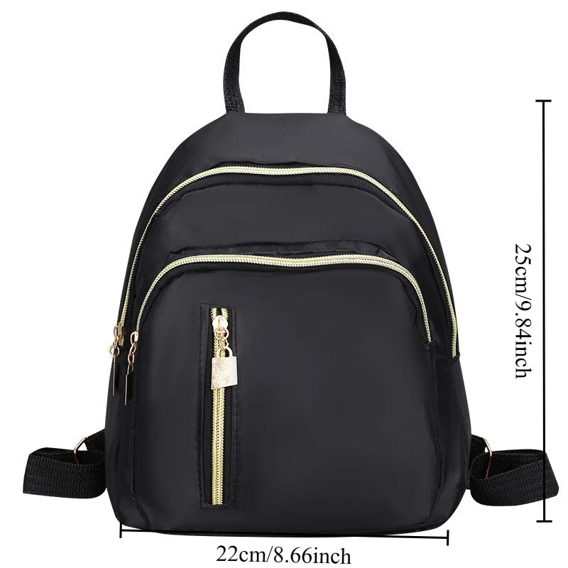 Women's Multi-Function Fashion Girl Oxford Daypack Travel Cute Mini Backpack Men Shoulder Bag Black Purse Hot Oasis Select Black