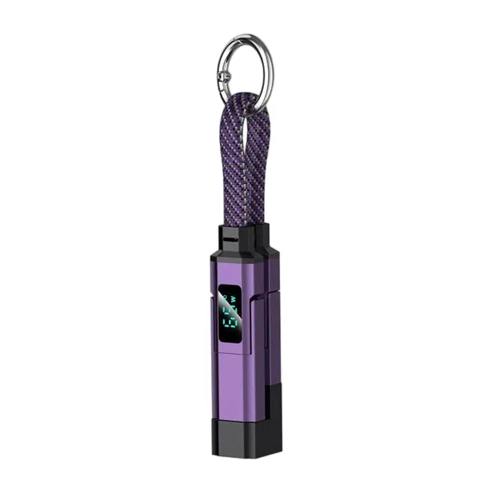 PD 65W USB C to USB C Fast Charging Cable, 4 in 1 Digital Display Type C Keychain Short Mobile Phone Charging Cord Oasis Select Purple