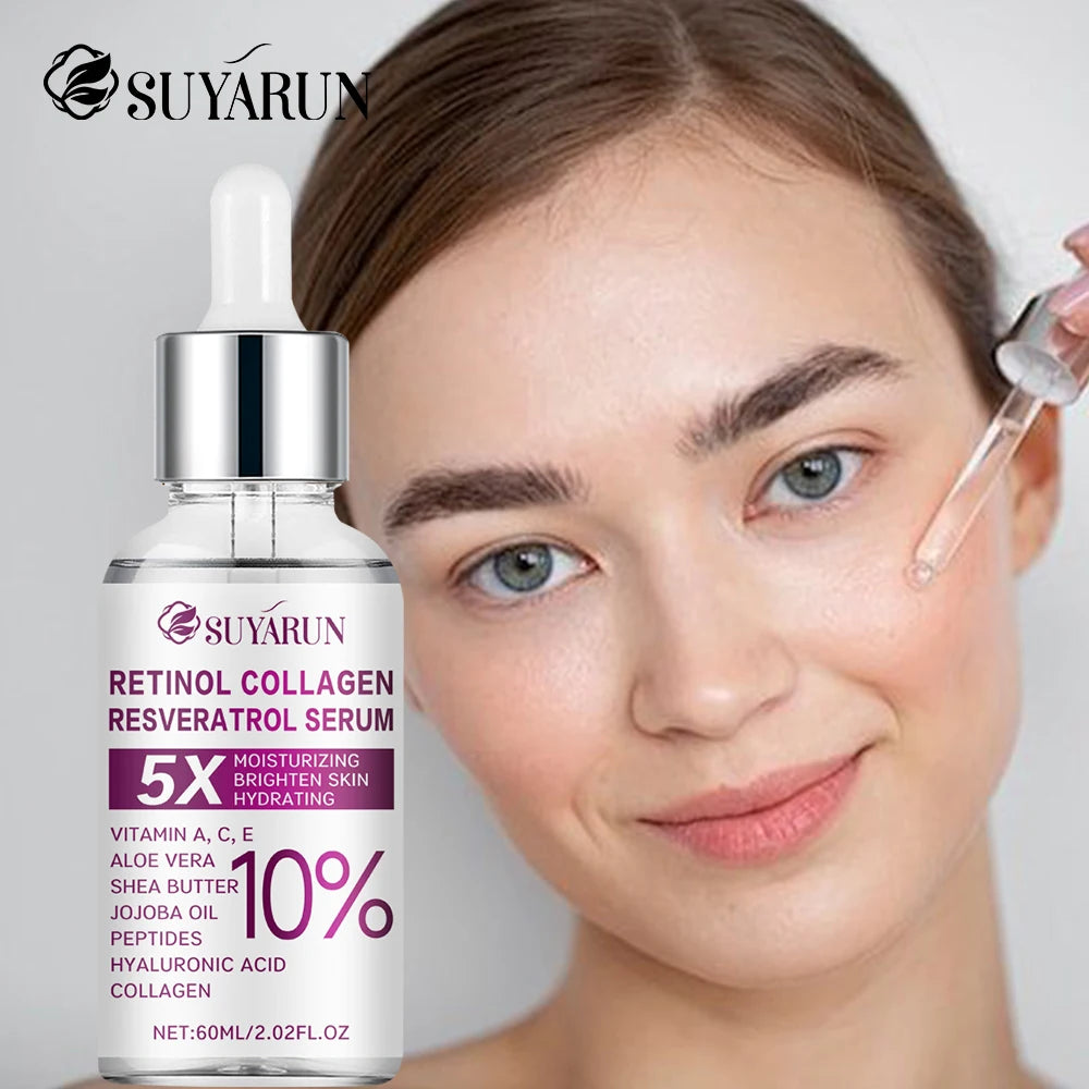 SUYARUN Retinol Resveratrol Facial Serum, Organic Brightening Moisturizer, Reduces Wrinkles & Dark Spots. Oasis Select