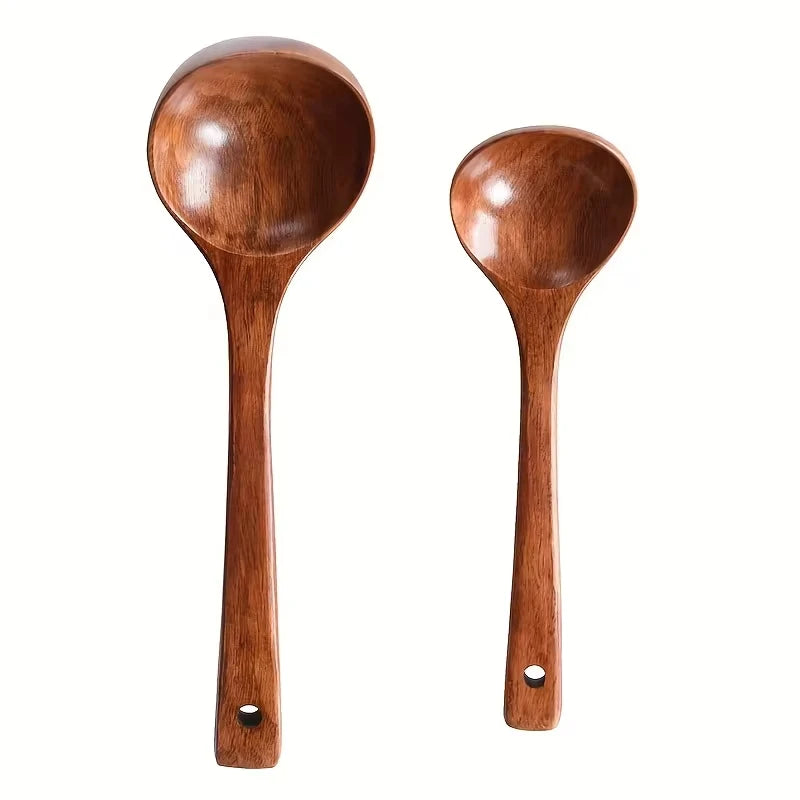1pc Non-Stick Wooden Cooking Spoon,Daily Solid Anti-scalding Soup Ladle For Kitchen Oasis Select