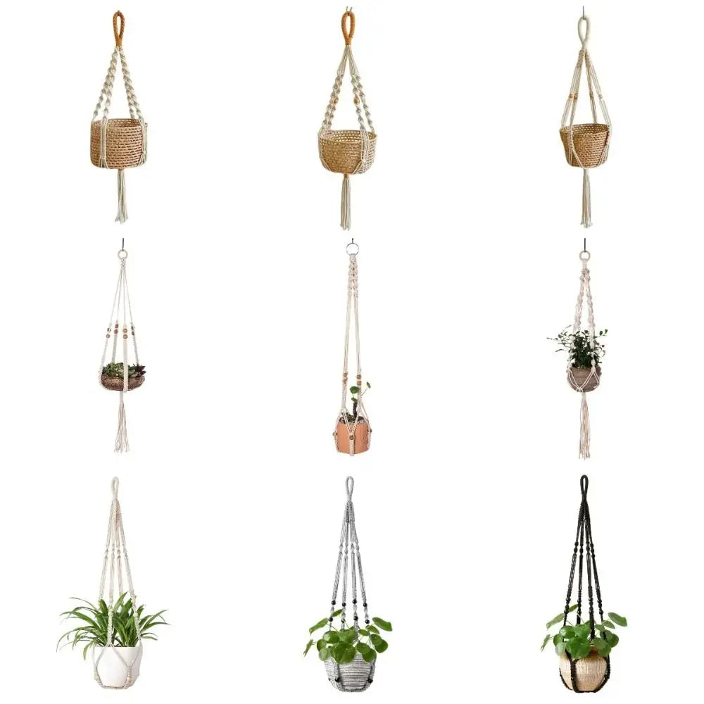 Tray Boho Cotton Rope Hanger Flower Pot Gardening Handmade Plant Hanger Creativity DIY Tassel Hanging Basket Home Oasis Select