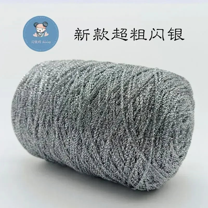 Silver Handmade Crochet Yarn Popular Style Woven Flash Core Wire 200g Ball for Small Bag Knitting Needle Craft Supply Oasis Select Crude Silver