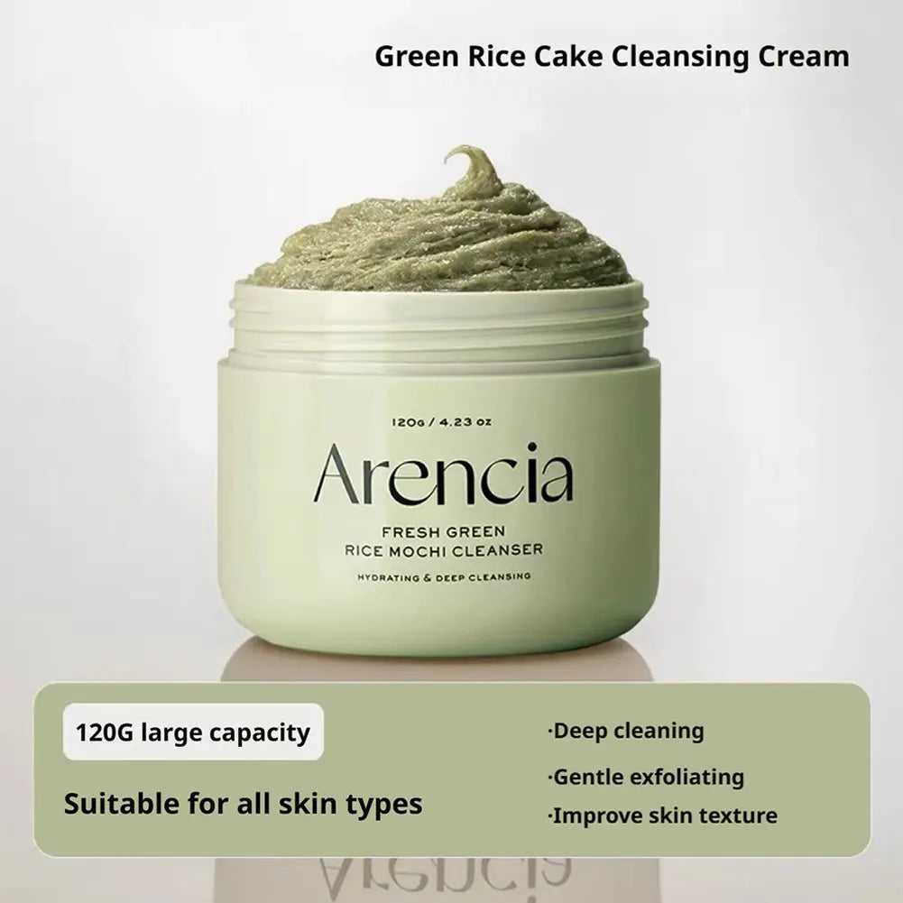 Arencia Fresh Green Rice Mochi Cleanser 120g Alcohol-Free Mineral Oil-Free Paraben-Free Gentle Formula Deep Cleanses Oasis Select