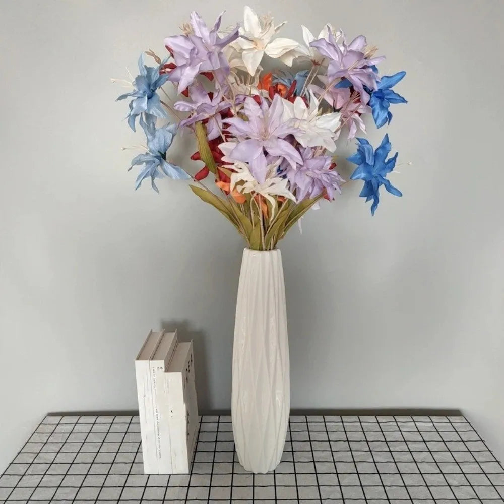 3-Head Artificial Lily Flower Branch | Realistic Silk Touch 65cm