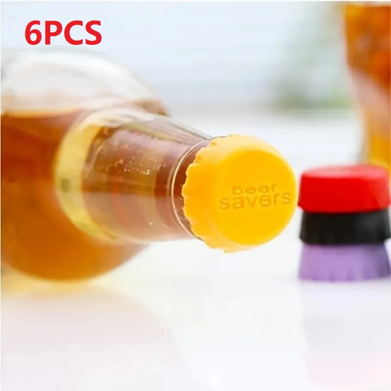 6-Pack Silicone Bottle Caps – Vacuum Seal Champagne & Beer