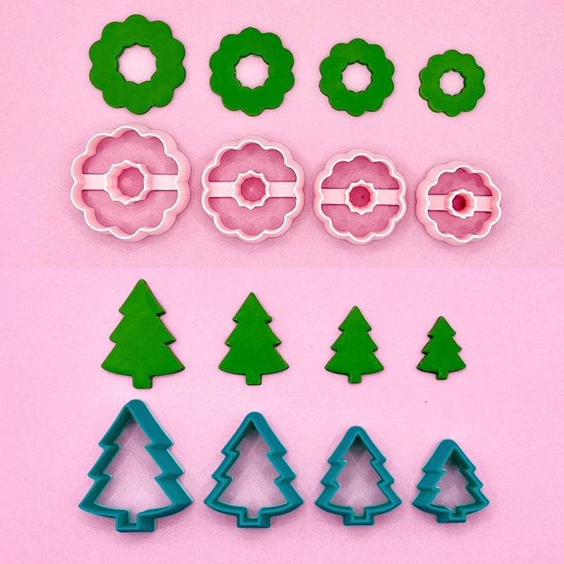 Christmas Tree & Wreath Polymer Clay Cutters – 4pc DIY Set