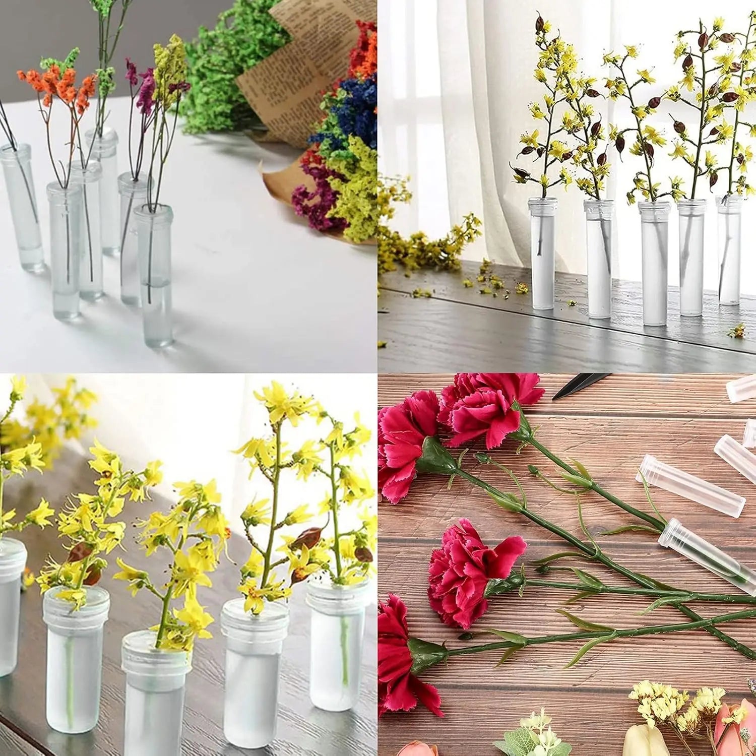 Floral Water Tubes with Picks – Clear Plastic 10/20/40 Pack