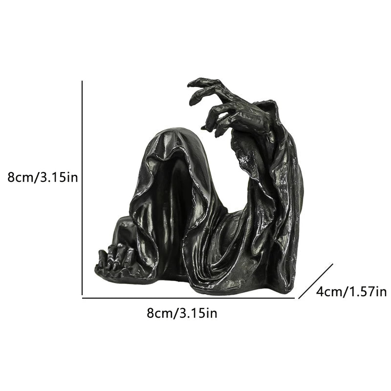 New Sale Resin Grim Reaper Sculpture Art Decorative Desk Figure Ornaments Mysterious Man Sitting For Home Desktop Decoration Oasis Select M