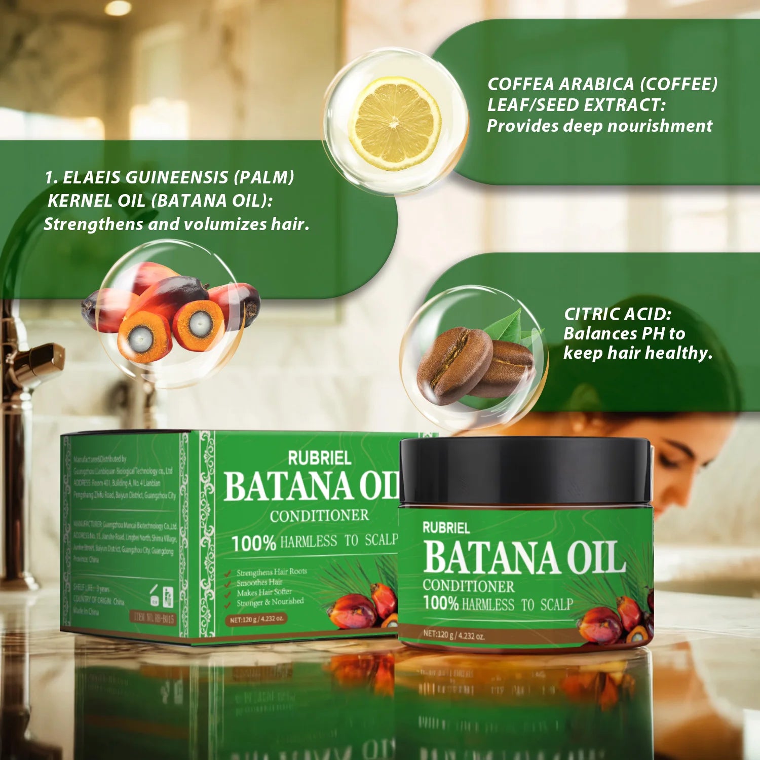 120g Batana Oil Shampoo & Conditioner Set Strengthens Hair Roots Repairs damaged Hair Deeply Nourishment Smooth Hair Conditioner Oasis Select