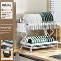 Kitchen, tableware, drain rack, dish storage rack, foldable household countertop, bowl rack, shelf Oasis Select White-Full Set
