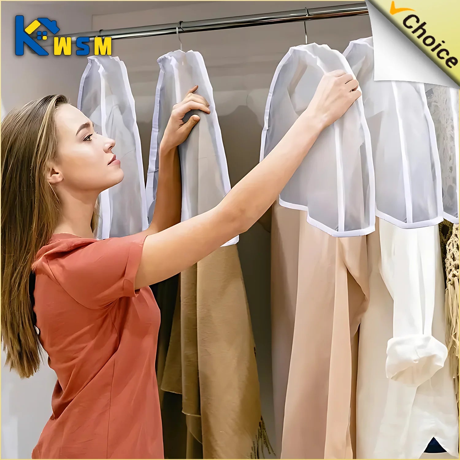 1-40PCS Semi-Package Clothes Dust Cover EVA Waterproof Transparent Suit Coat Storage Bag Short Wardrobe Hanging Clothes Cover Oasis Select
