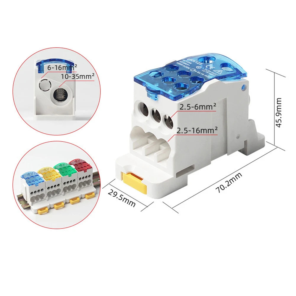 80A ~500A Electric Split Din Rail Terminal Block Junction Box Power Wire Electrical Connector Terminal Block Connector Oasis Select 125A