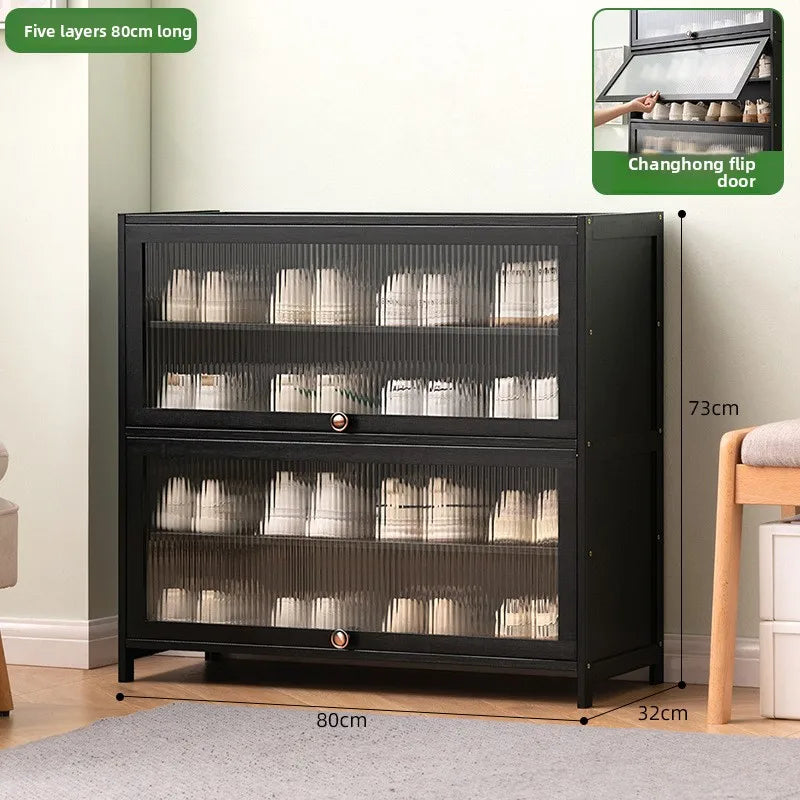 Shoe cabinet storage rack household modern door large capacity simple space saving ultra-thin solid wood Oasis Select Five layers of 80
