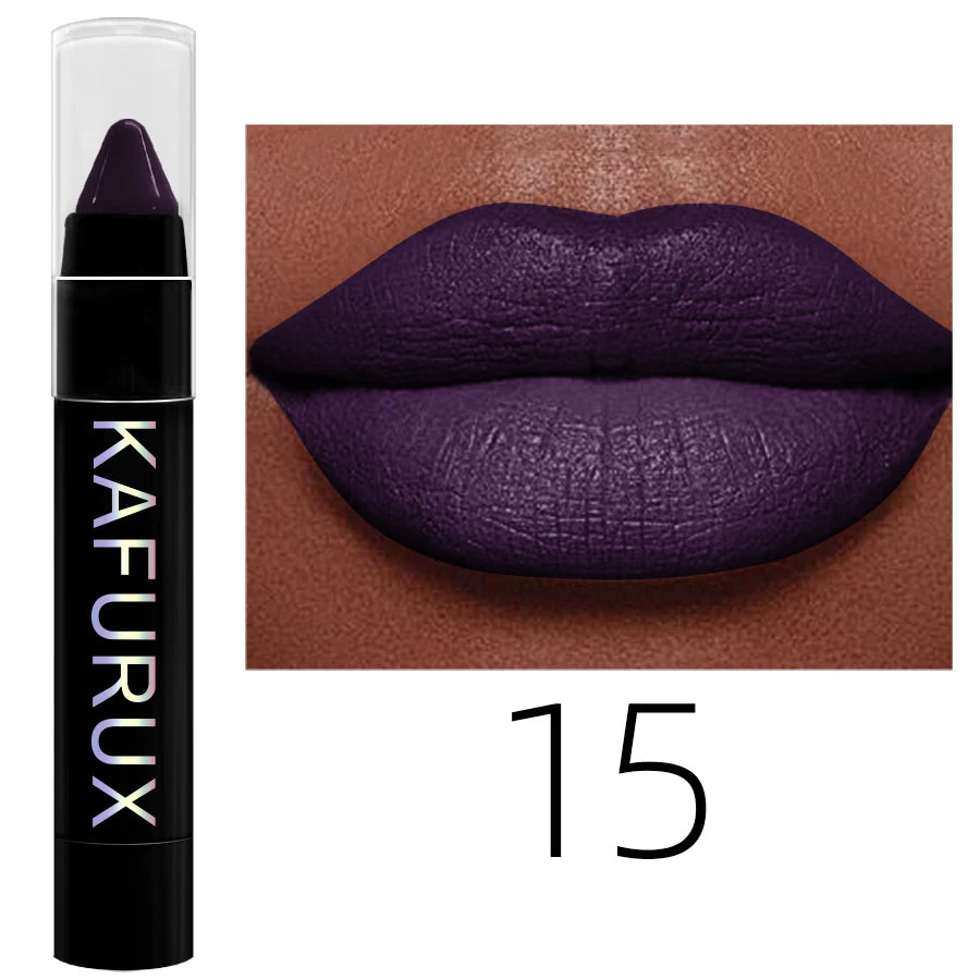 KAFURUX 15-Color Velvet Matte Lip Liner Pencil | Waterproof