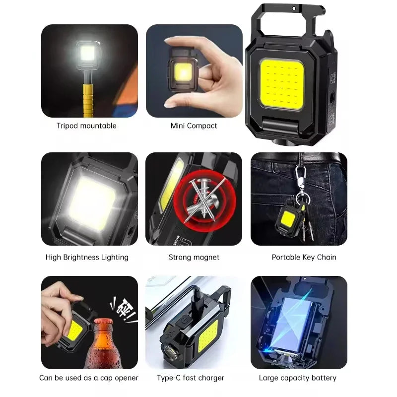 ESMARTER Mini COB Keychain Flashlight | USB-C, 1000LM, IPX4