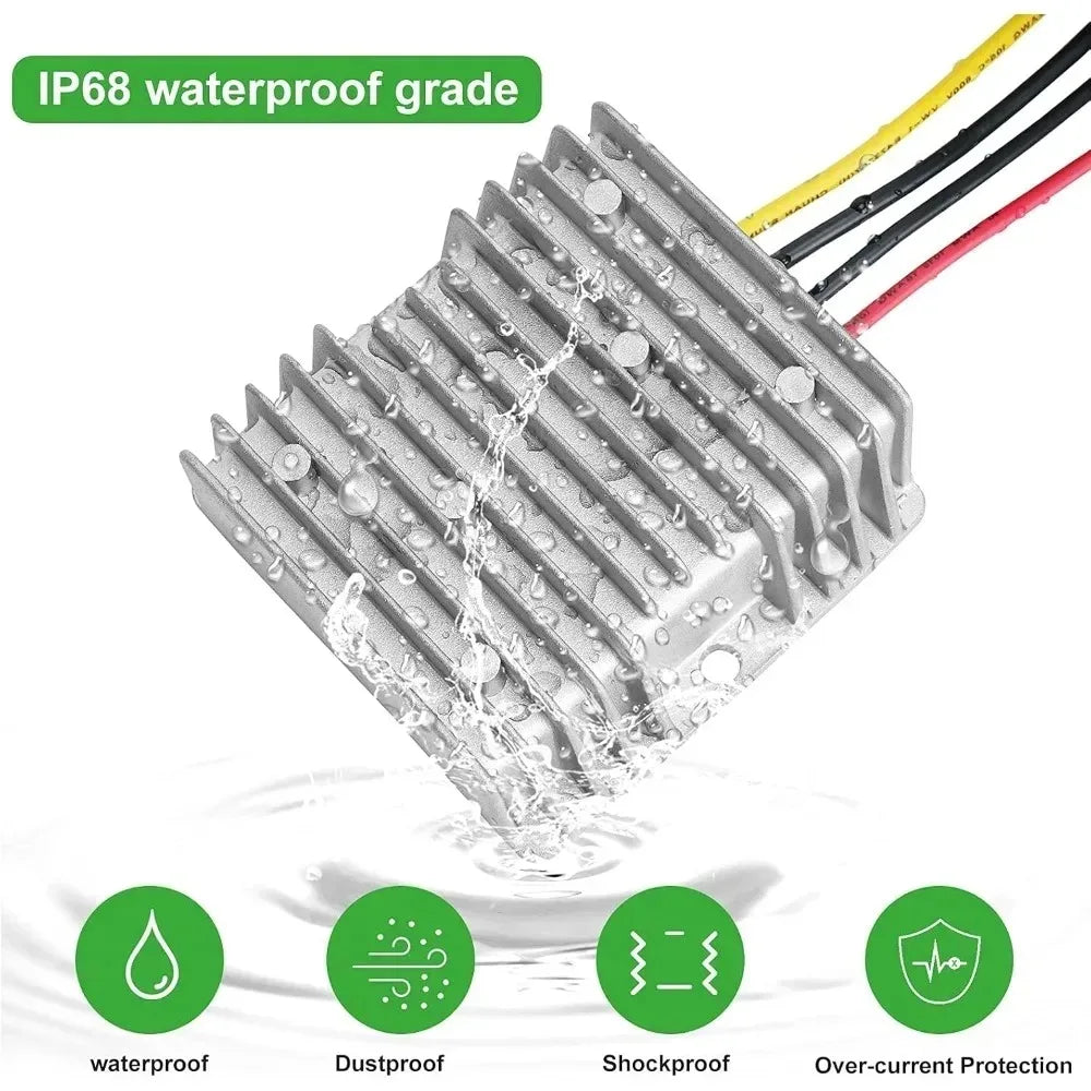 36V/48V Step Down to 12V 20A Buck Converter Regulator Power Supply Module Buck Reducer Waterproof Voltage Reducer for Golf Cart Oasis Select
