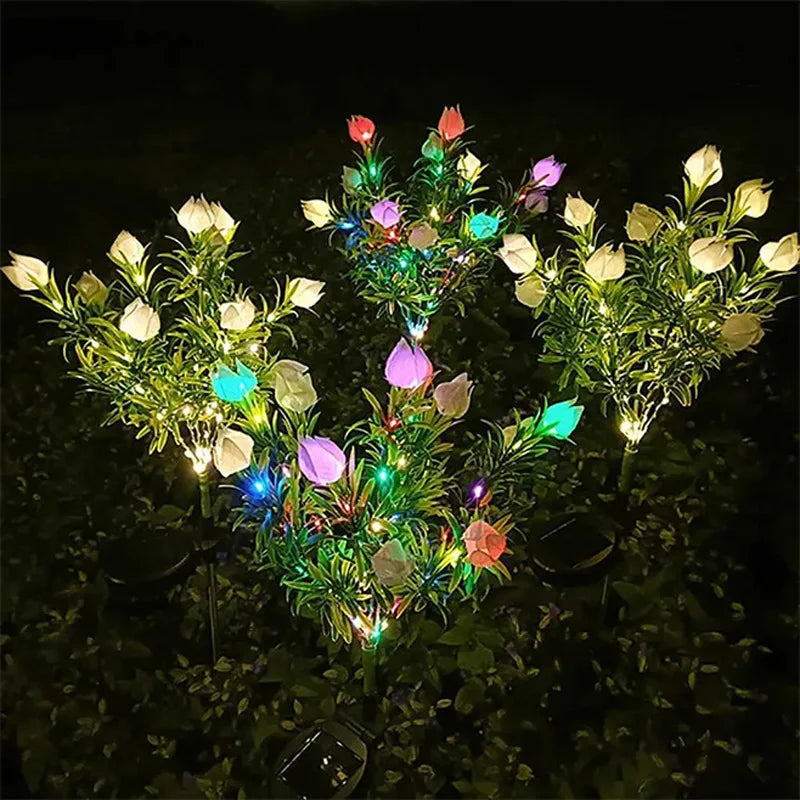 LED Gardenia, Rose, Lily Solar Outdoor Artificial Lantern, Garden Decoration, Lawn Lantern, Grass Atmosphere Light Oasis Select 7 white lilies