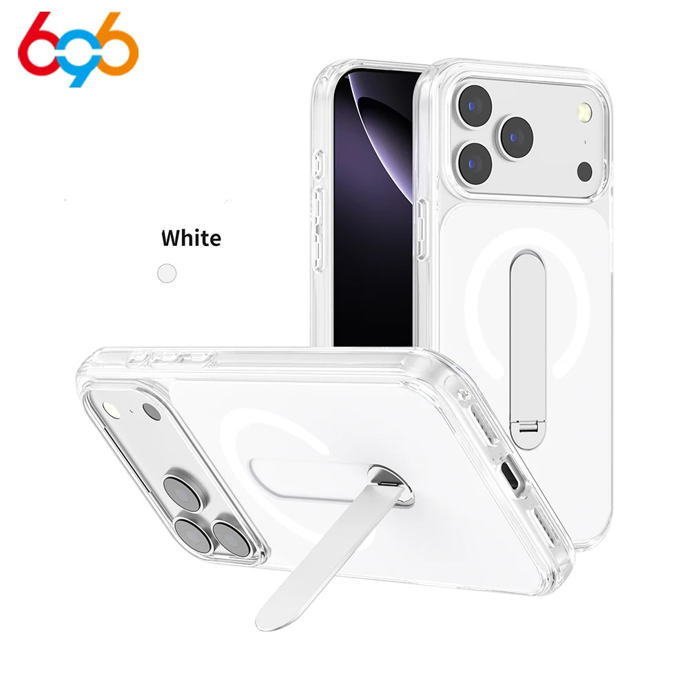 2-in-1 Phone Holder Protective Cases For IPhone 17 Pro Max 16pro 15 14 13 Fold Bracket Magnetic Case For Wireless Charging Cover Oasis Select WH iPhone 16